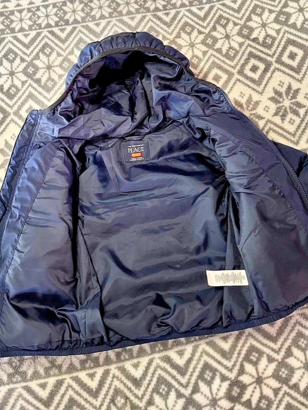 Navy Hooded Puffer Jacket Like New size 4T - Picture 4 of 4